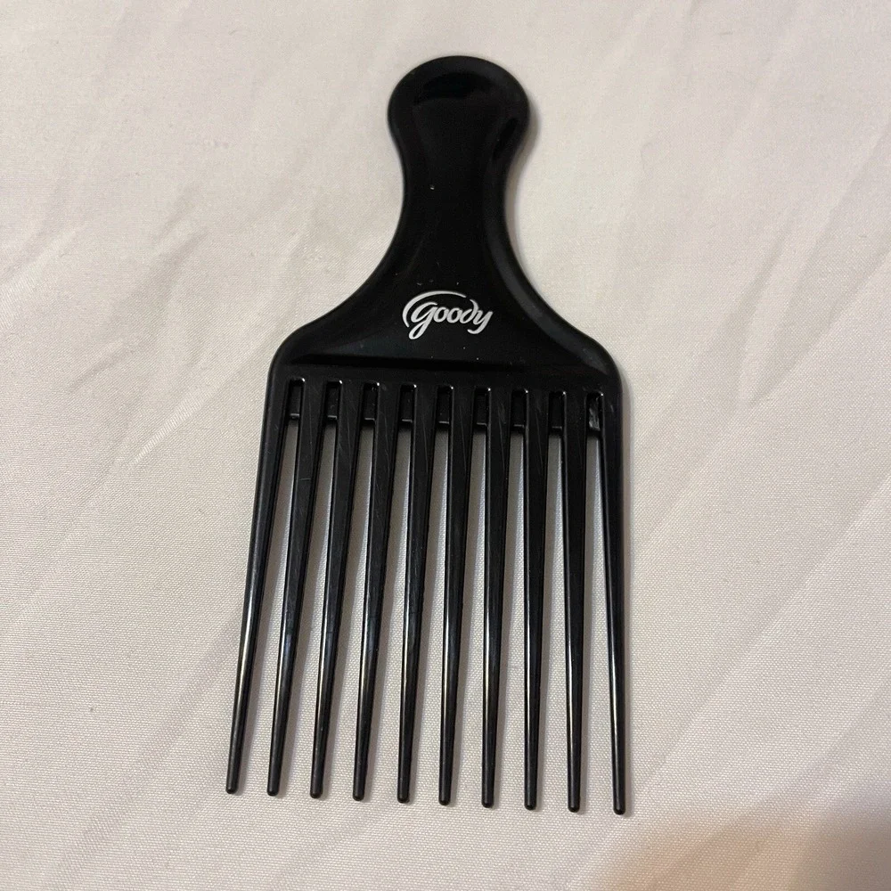 Vintage Pair 2 Goody Plastic Silver And Black Textured Hair Pick Comb Lift